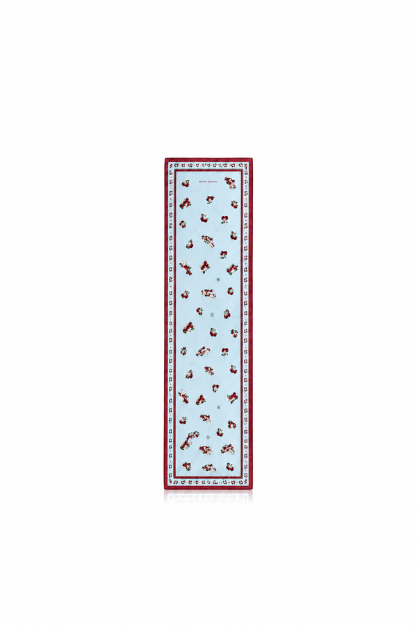 Silk cotton Cherry blue Scarf 164 × 44