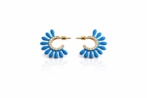 Azure Daisy Hoop Earrings