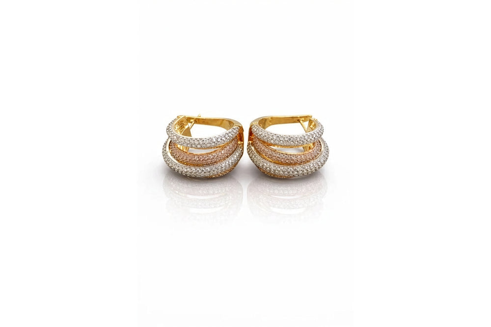 Triple Pavé Hoop Earrings