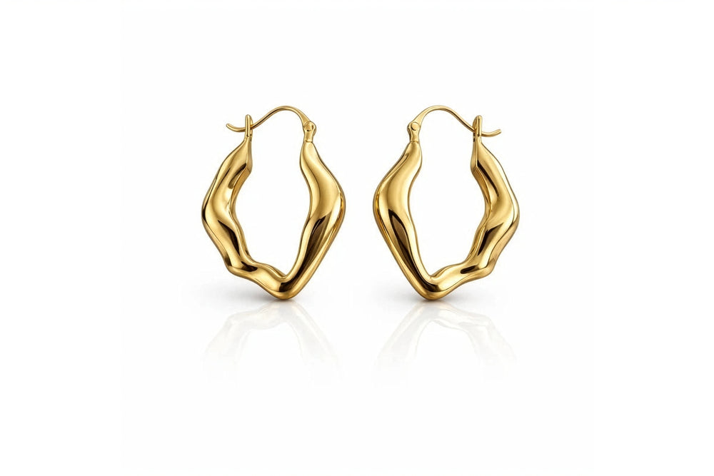 Sculpted Wave Hoop Earrings