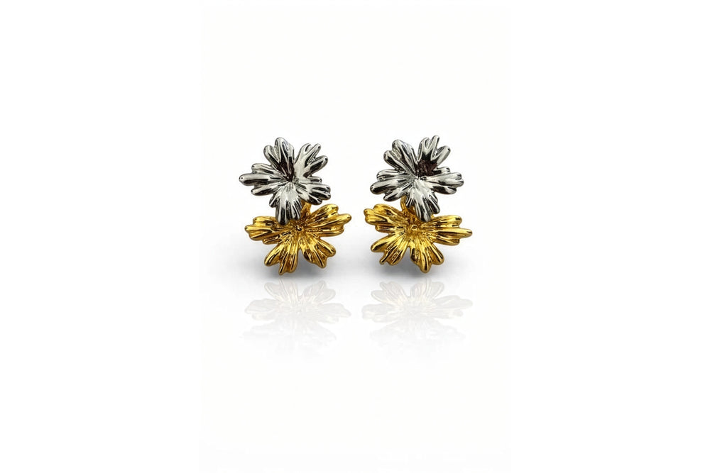 Two-Tone Bloom Stud Earrings