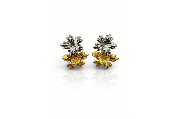 Two-Tone Bloom Stud Earrings