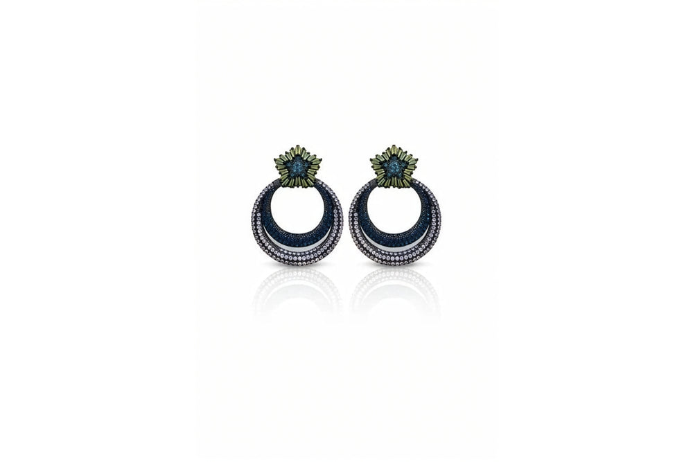 Midnight Bloom Hoop Earrings
