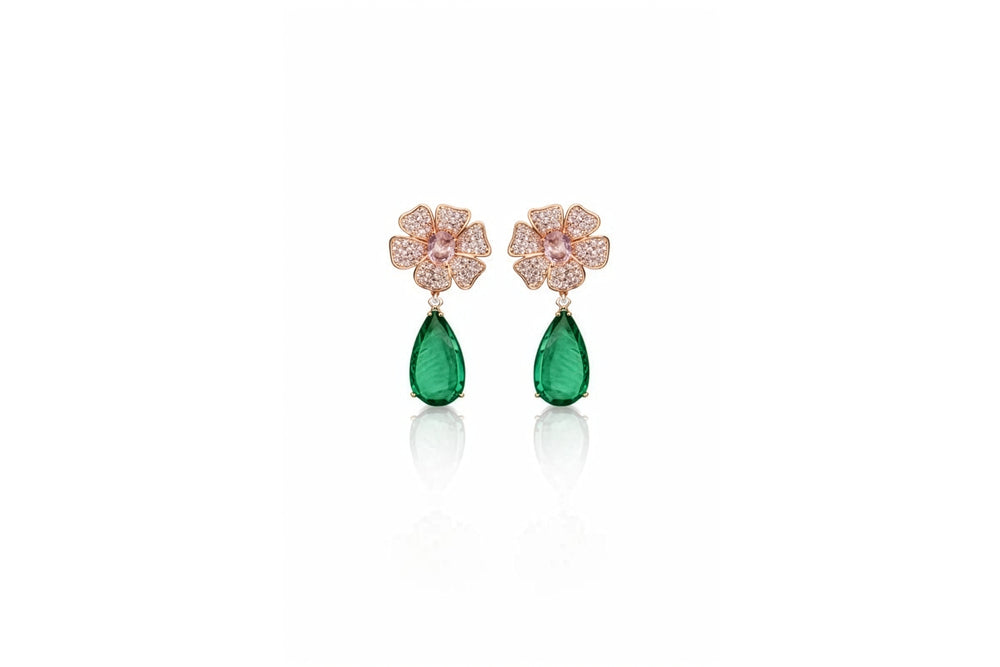 Emerald Blossom Drop Earrings