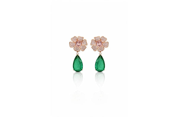 Emerald Blossom Drop Earrings