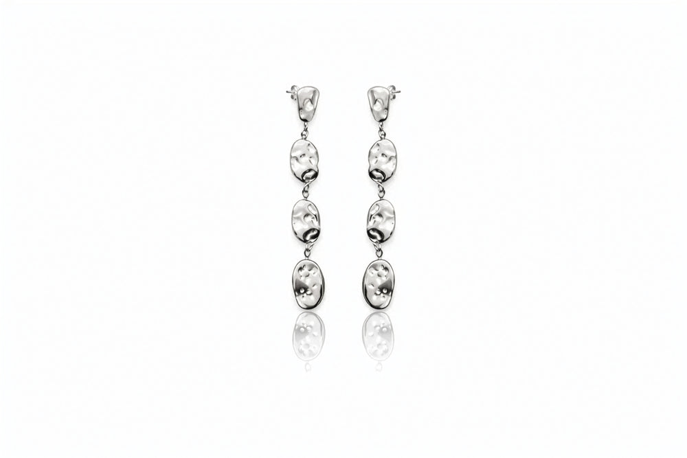 Silver Pebble Drop Earrings