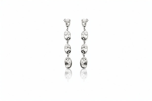 Silver Pebble Drop Earrings