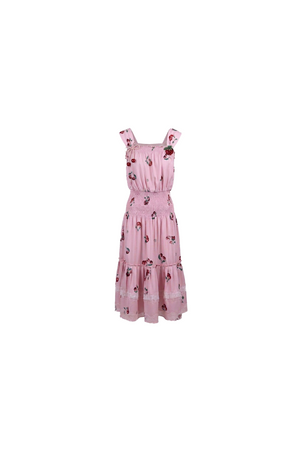 Cherry pink Smocked Midi Dress