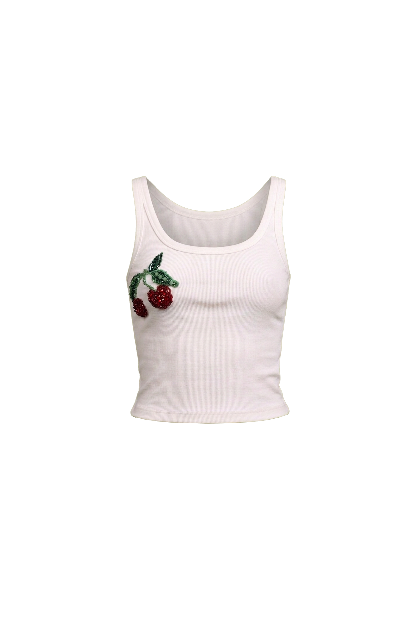 Cherry Appliqué Ribbed Tank - Noor Azhari