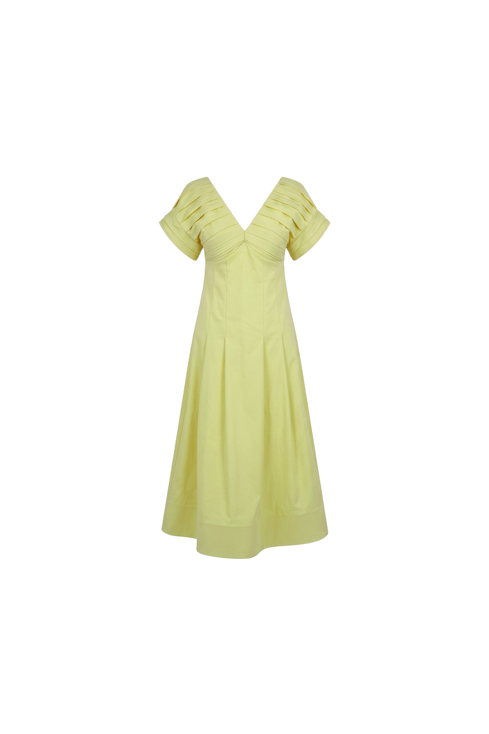 Pleated butter yellow Midi Dress
