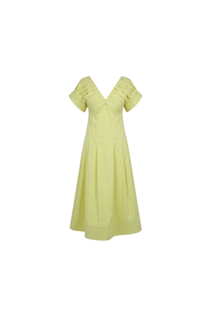 Pleated butter yellow Midi Dress