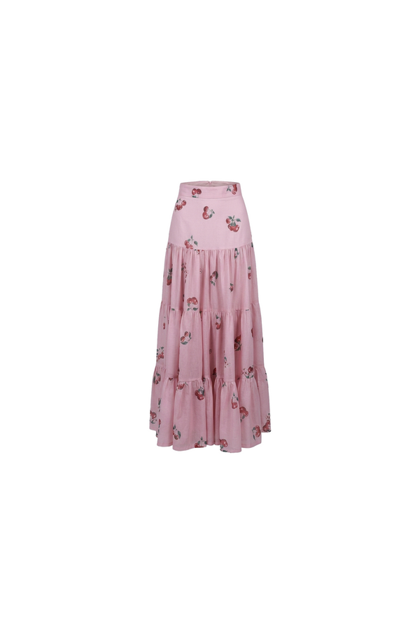 Cherry pink Tiered Skirt