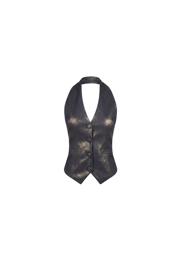 Metallic Gold Denim Vest