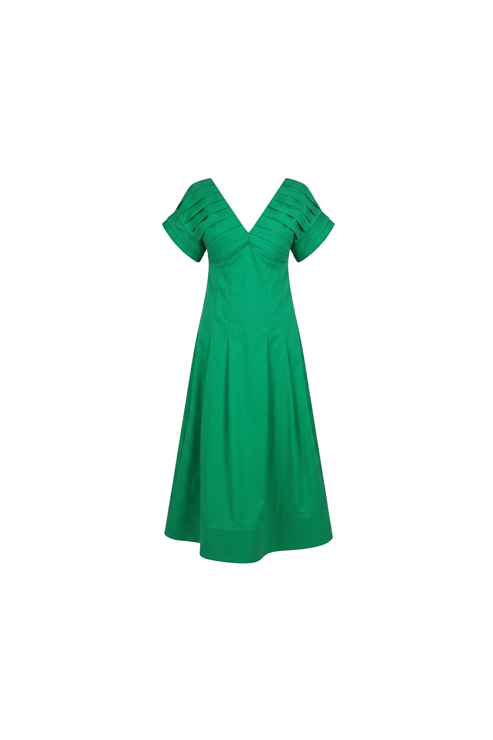 Pleated green Maxi Dress