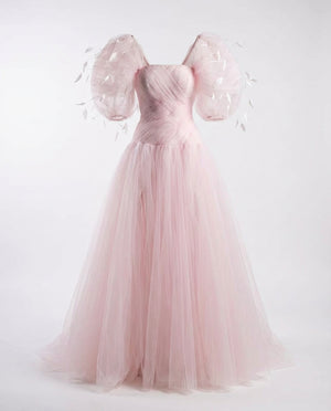 Pinky Buffy Silk Tulle Gown