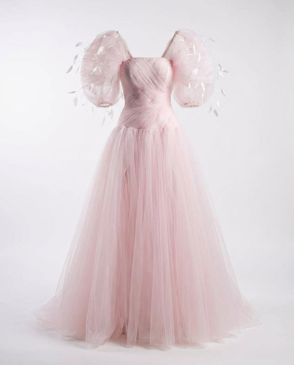 Pinky Buffy Silk Tulle Gown