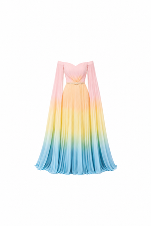 Pastel Ombré Pleated Gown
