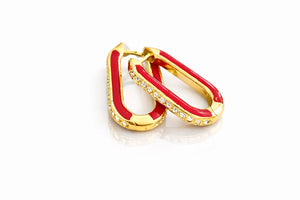 Red Chain Hoop Earrings