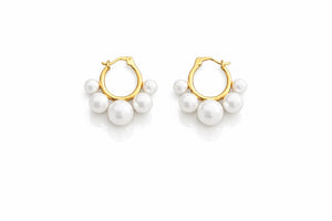 Pearl Cluster Hoop Earrings