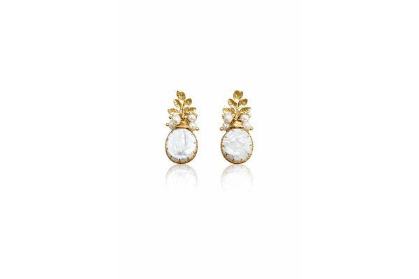 Baroque Pearl Leaf Earrings