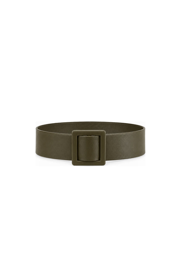 Noor Azhari wide olive leather belt