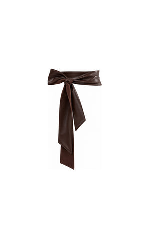 Noor Azhari dark brown leather sash belt