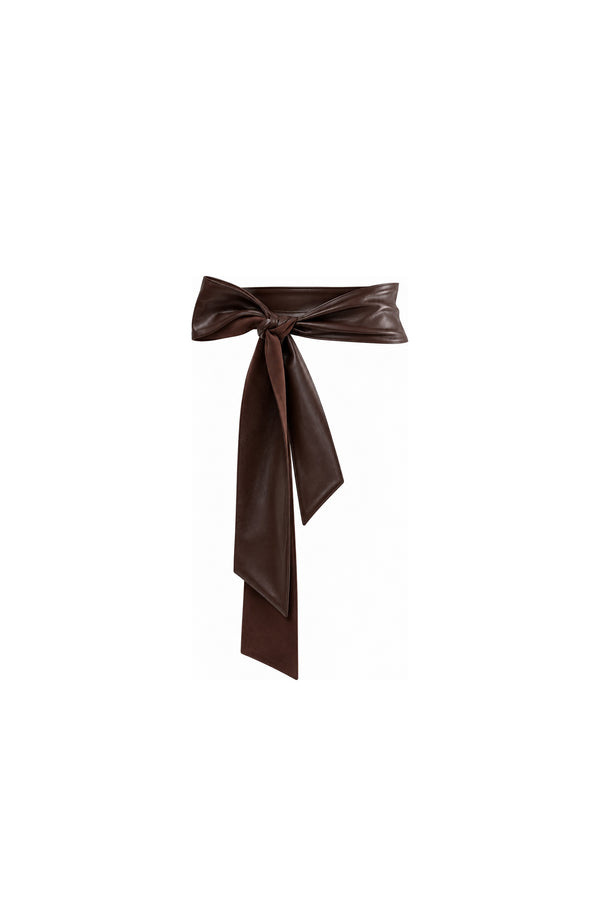 Noor Azhari dark brown leather sash belt
