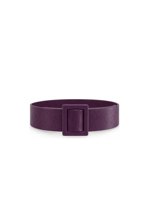 Noor Azhari wide plum leather belt