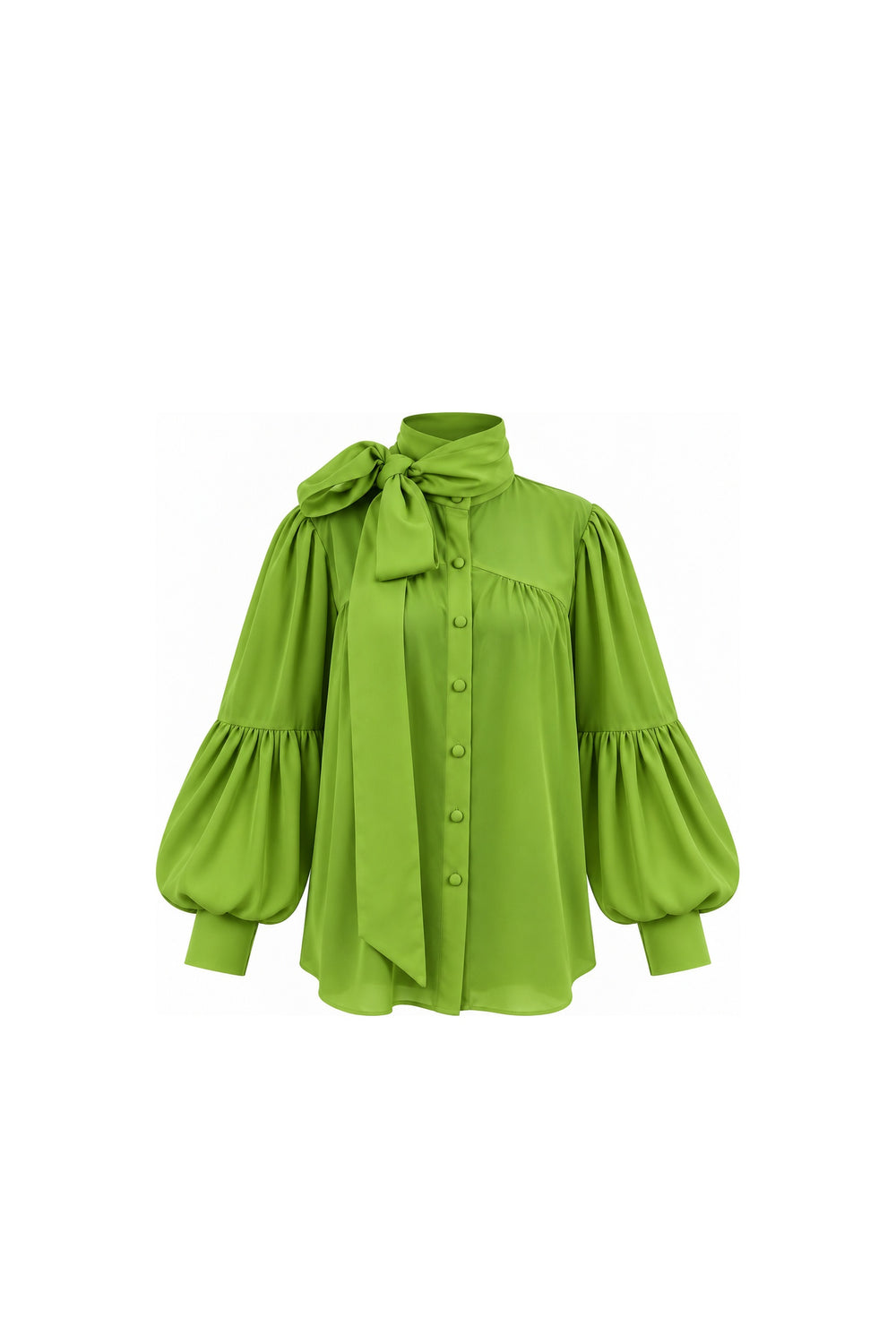 Lime Silk Bow Blouse
