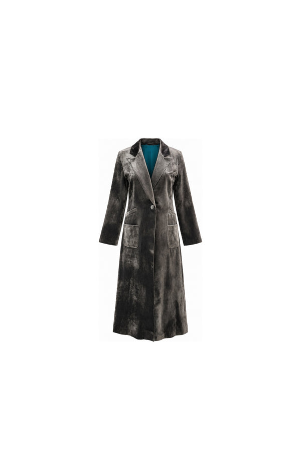 Grey Velvet Tailored Coat