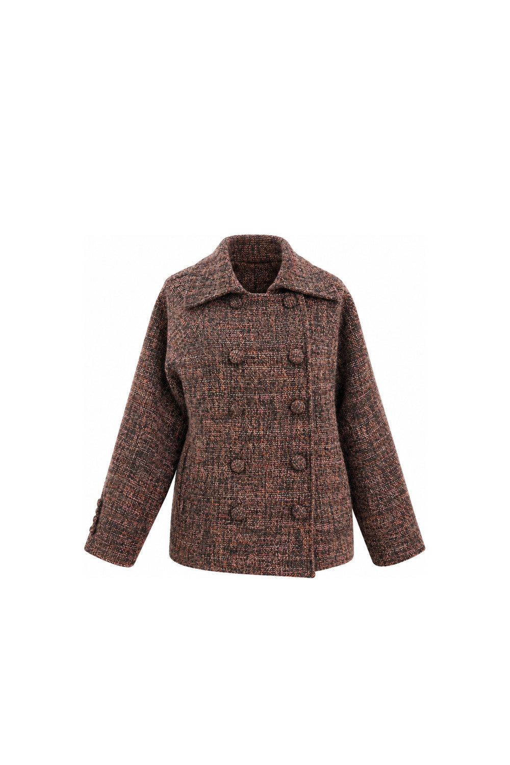 Double-Breasted Brown Tweed Jacket