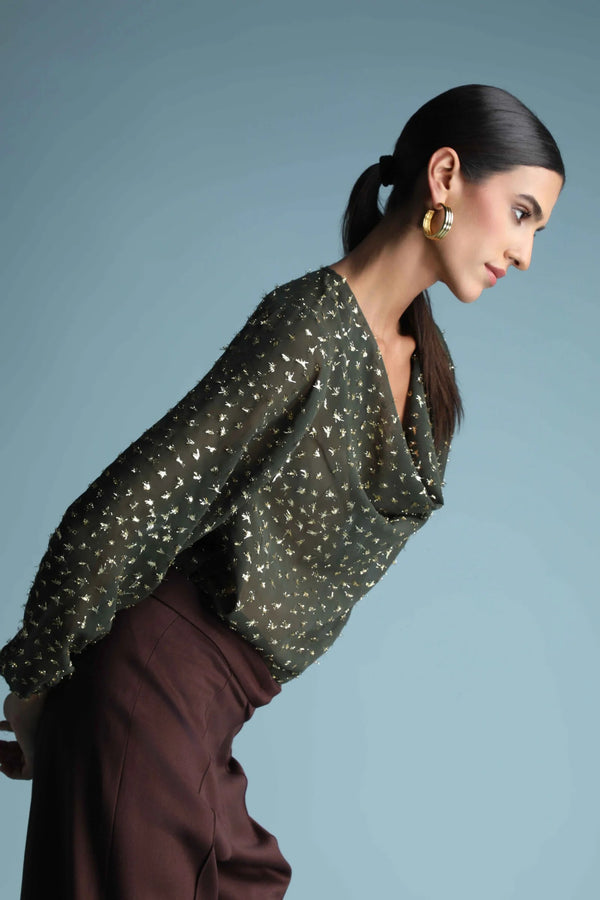 Lana Metallic Sheer Top