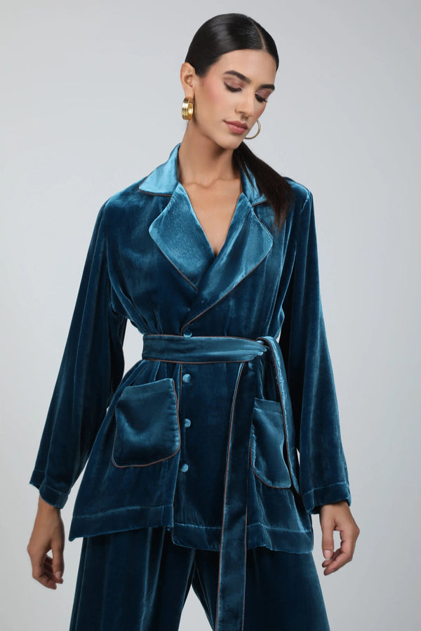 Wrap silk velvet set