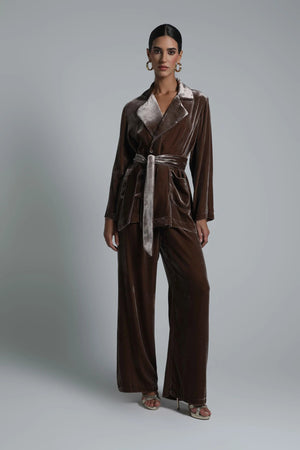 Wrap silk velvet set