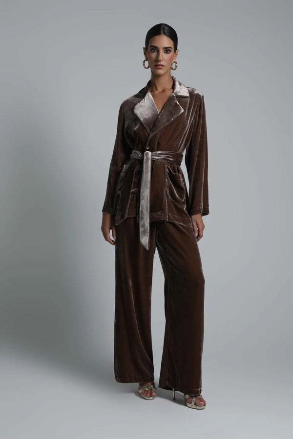 Wrap silk velvet set