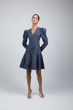 Luna Denim Polka Dress