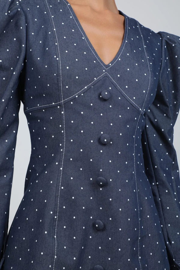 Luna Denim Polka Dress