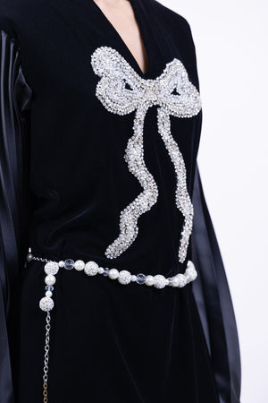 pearl drop silver belt