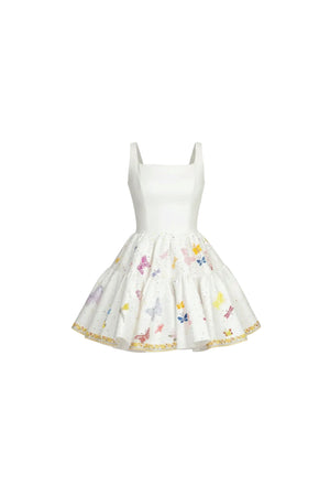 Ruffle Rosa Hand Painting Dress