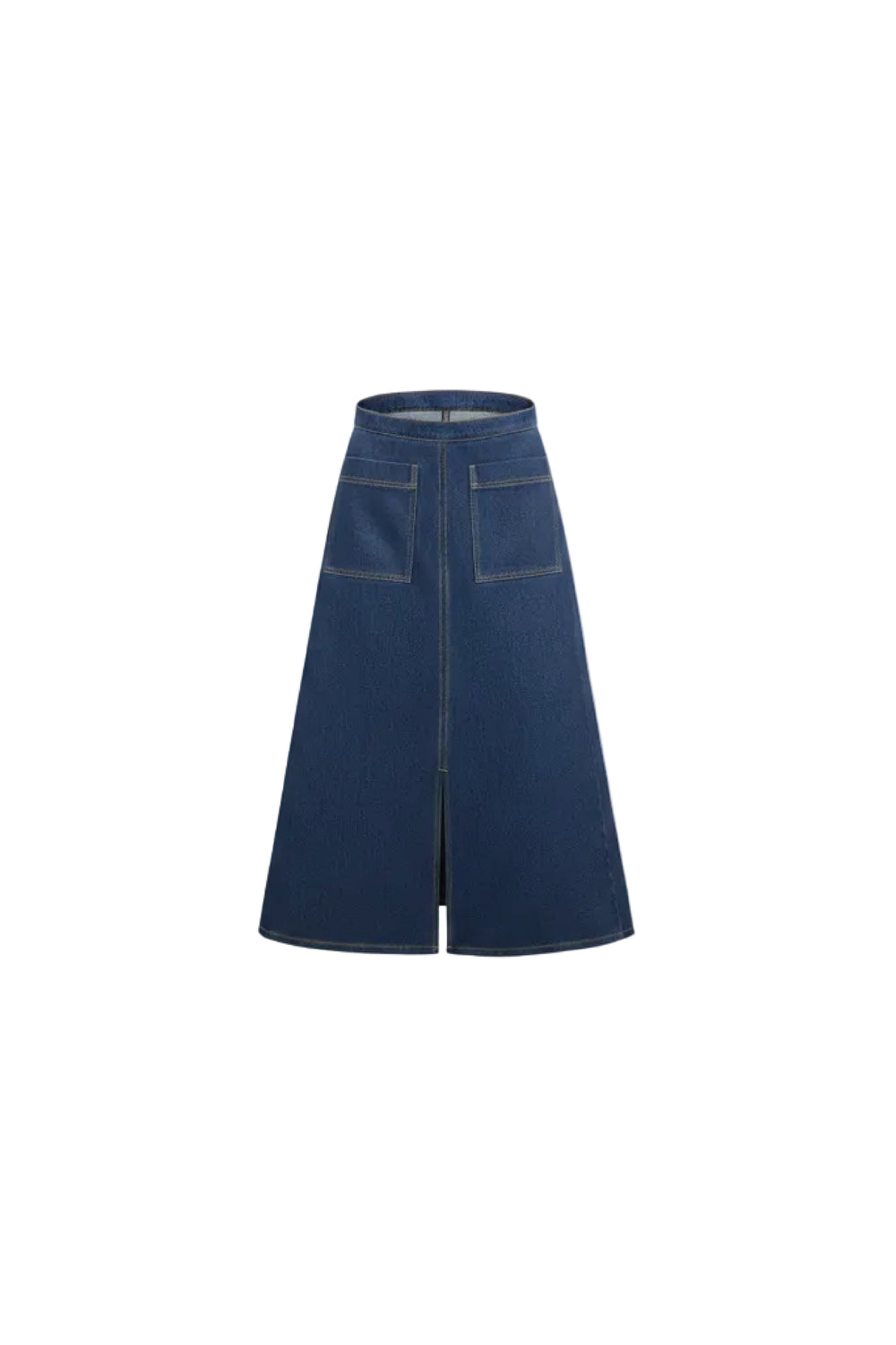 Denim Structured Midi Skirt