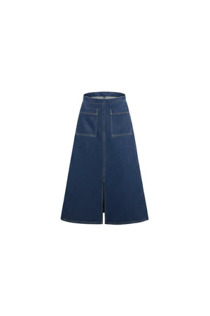 Denim Structured Midi Skirt