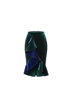 Blue-Green Velvet Skirt