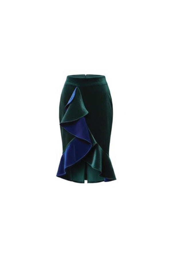 Blue-Green Velvet Skirt
