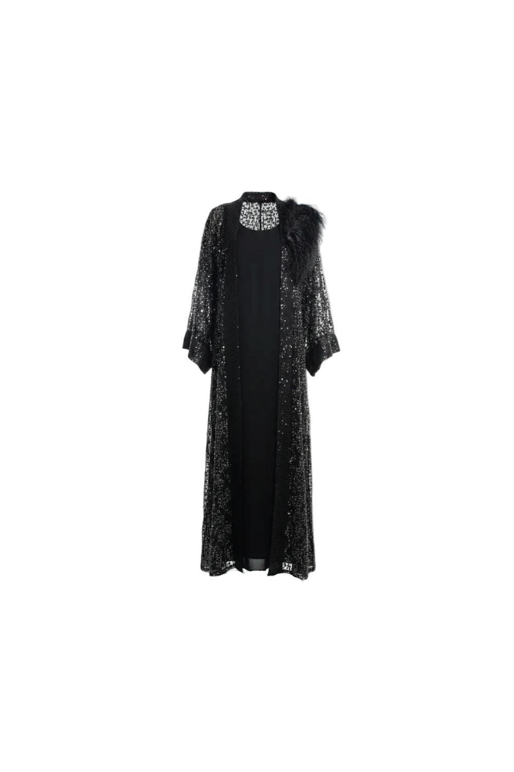 Black Silk Kimono with Handmade Beadwork