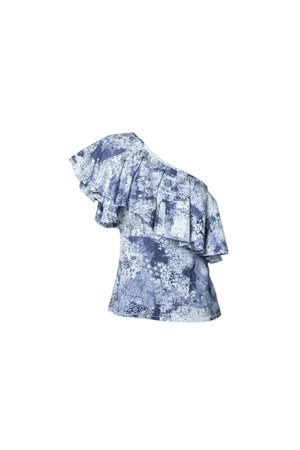 asymmetrical denim like top