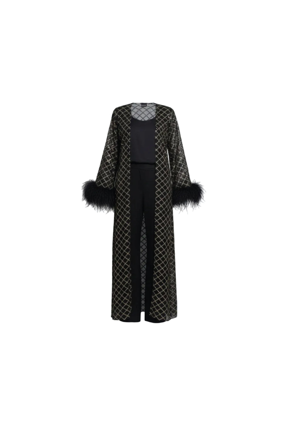 Black and Gold Embroidered Kimono