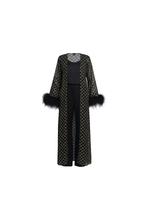 Black and Gold Embroidered Kimono