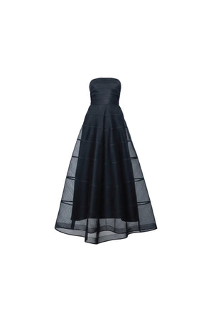 strapless black gown