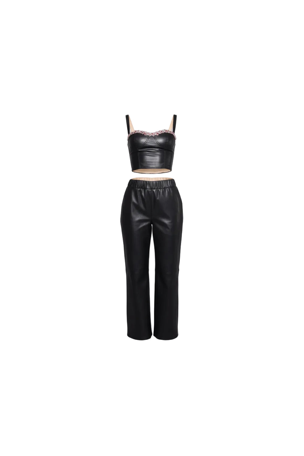 Chic Black Leather Corset and Pants