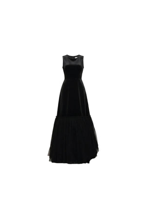Black Velvet Ruffle Dress